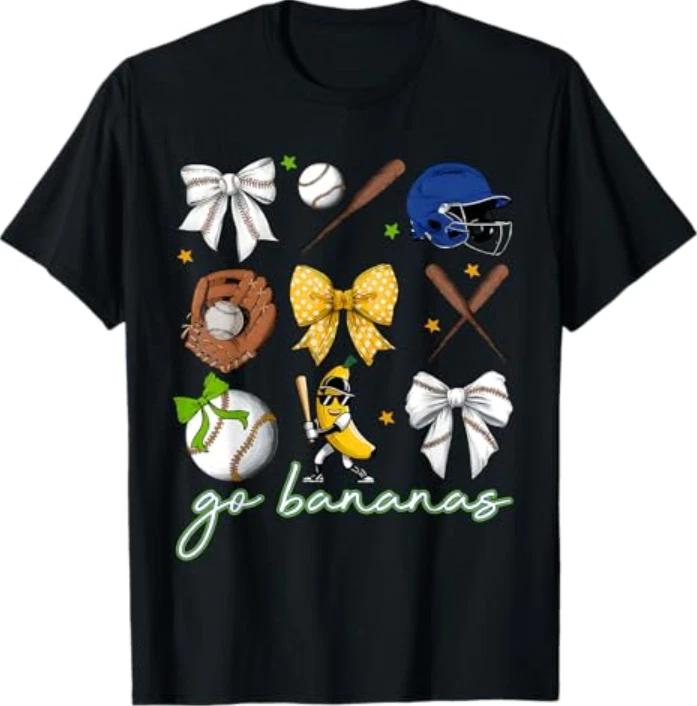 Funny Let s Go Bananas Shirt Graphic Tee Kids Men Women T-Shirt black XL