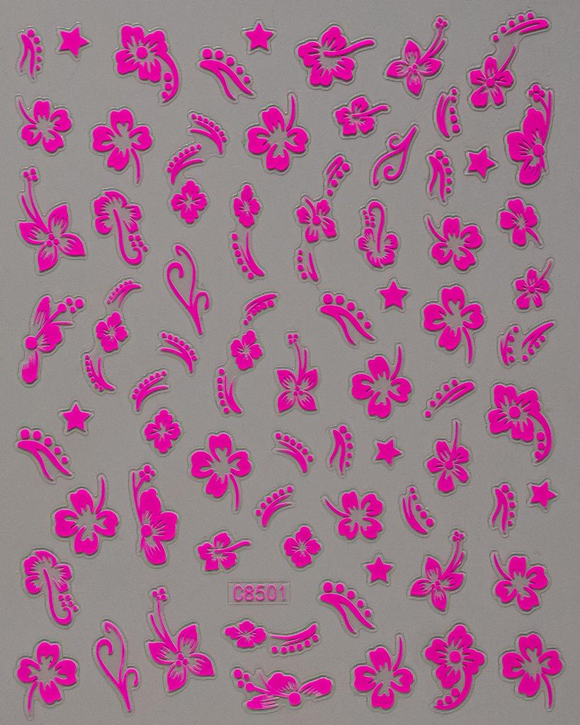 Fresh Little Hibiscus Flower Nail Art Sticker North American Style Hibiscus Small Flower Adhesive Nail Art Sticker Nail Decorative Sticker