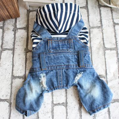 Pet Small Puppy Dog Clothes Denim Four-legged Overalls Jumpsuit Spring, Summer, Autumn and Winter Explosion