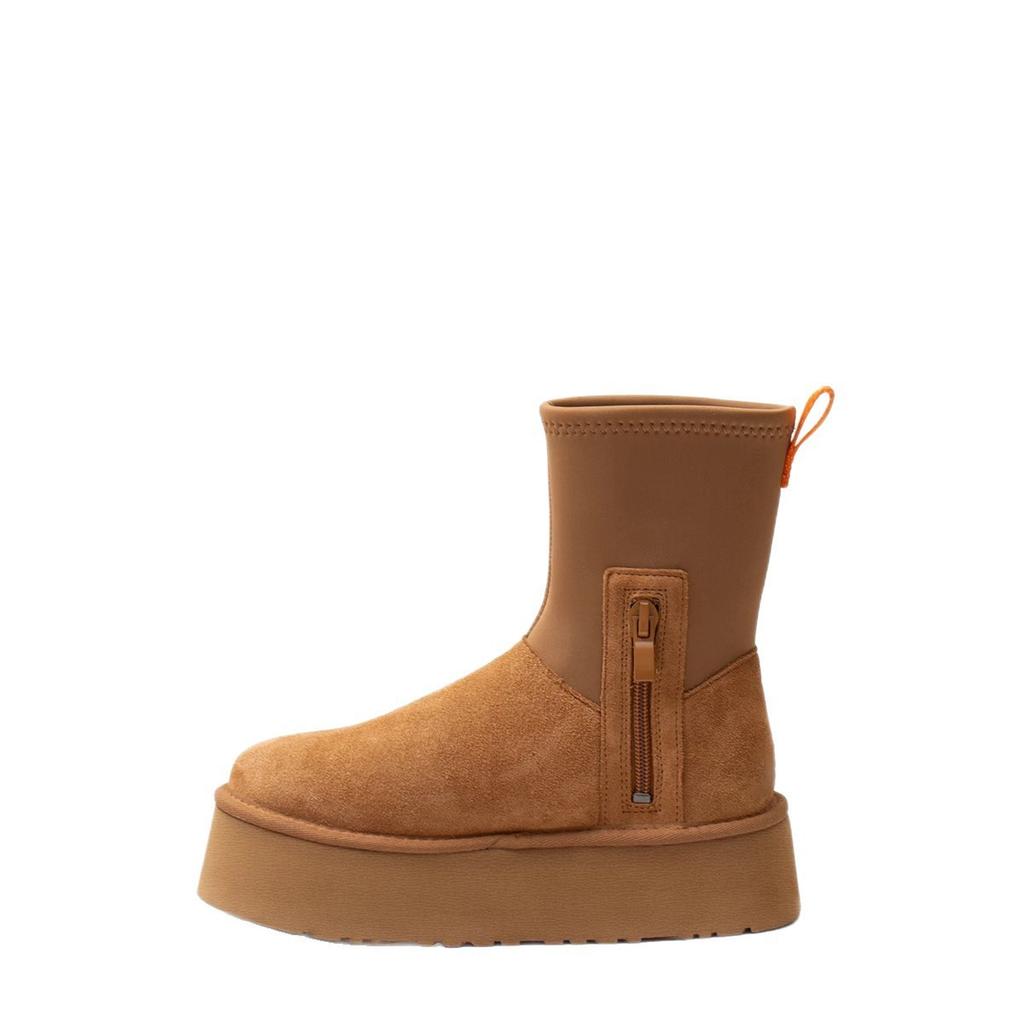 Stivali da neve con suola spessa, nuove scarpe invernali in velluto caldo di cotone, stivali a tubo medio con pelliccia integrata, elastici a matita