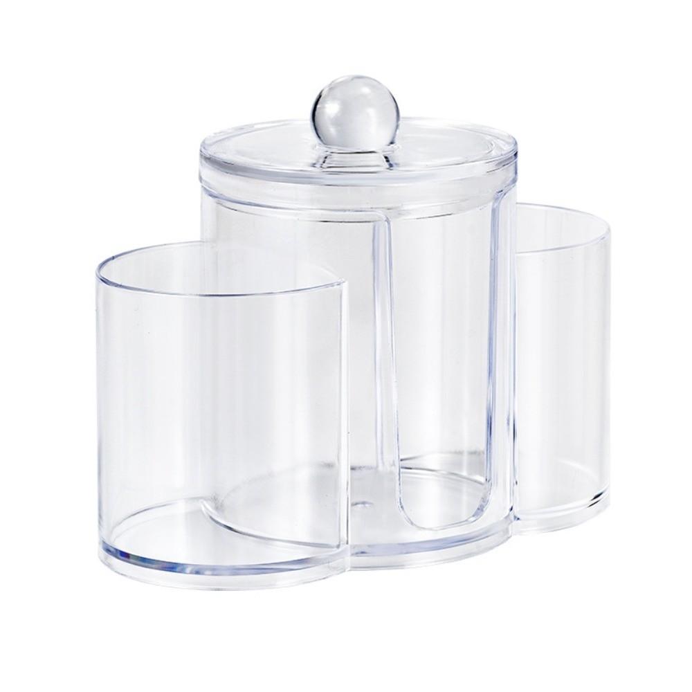 3-in-1 Design Cotton Round Pad Holder Plastic Multi-Functional Cotton Swab Box Bamboo Lids Dustproof Makeup Organizer Home Use