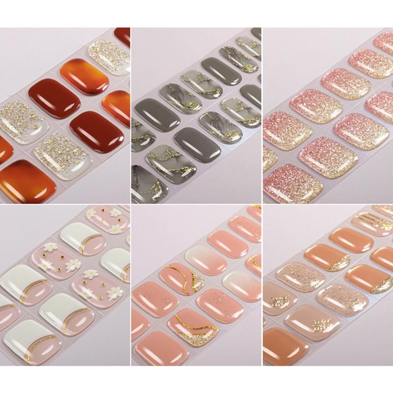 Quickly dry SelfAdhesive Nail Art Stickers Soft Waterproof Materials Gel Nail Strips For Daily Use And Special Occasions