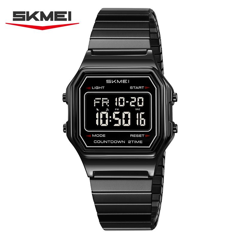 SKMEI 2465 Electronic Mens Wristwatches LED Display Sport Stainless Steel Waterproof Luxury Digital Watch for Men Reloj Hombre