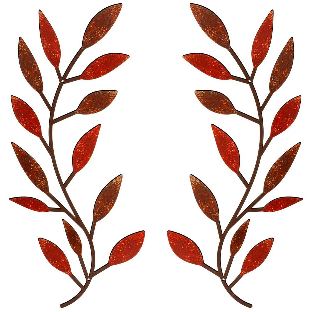 2Pcs Metal Wall Art Leaf Branch Decor Olive Tree Leaves Wall Sculpture for Living Room/Home Decoration