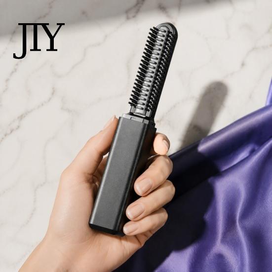 Professional Hair Brush Mini Straightener for Bangs, Cordless Root Lift Travel Size Straightening Comb & Frizz Control, USB Rechargeable Electric Men
