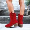 Fashion Embroidered Block Heel Single Boots Autumn New Round Toe Sleeve Suede Non-Slip Wear-Resistant Short Boots