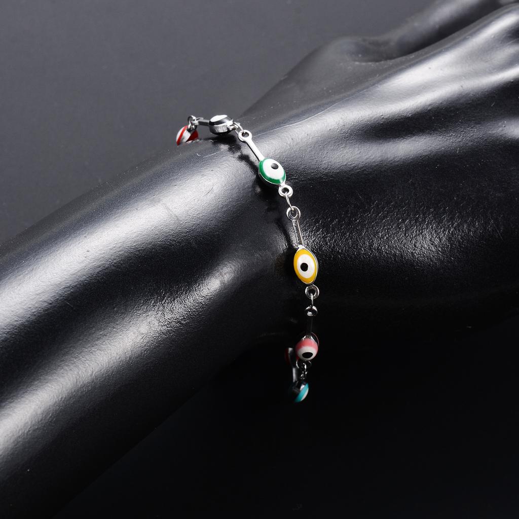 4mm Stainless Steel Bone Turkish Evil Eye Link Hand Chain Bracelet for Women Girl Wristband Anklets Metal Jewelry Summer Gift