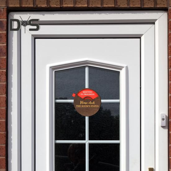 Rotatable Wooden Office Door Sign Meeting In Progress Office Door Busy Sign Welcome Please Knock Meeting Room Door Plaque Decoration