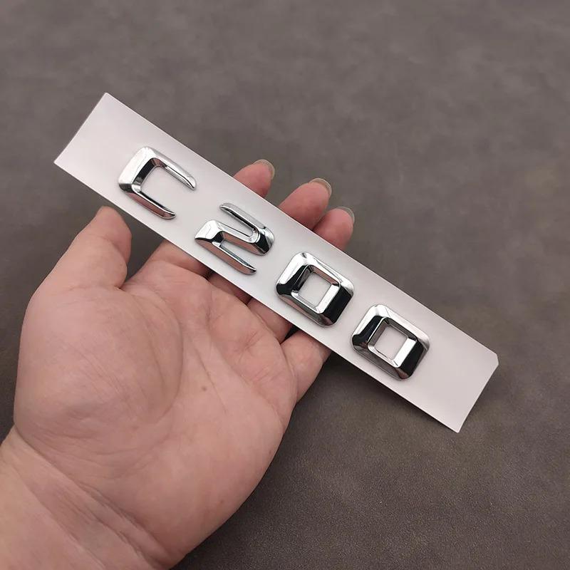 3D ABS Chrome Black C 200 Logo C200 Emblem Letter Sticker Car Rear Trunk Badge For Mercedes Benz C200 W204 W205 W206 Accessories