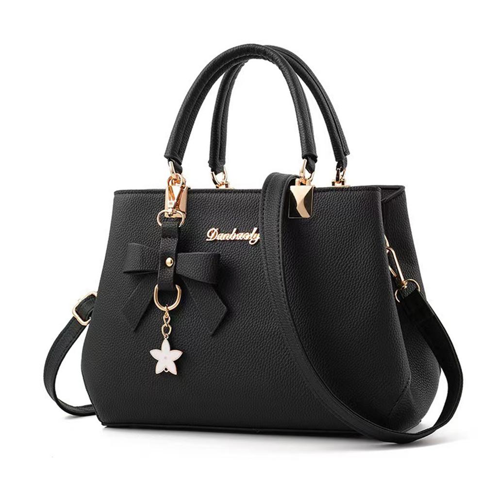 Danbaoly Large Capacity Handbag for Women Tote Shoulder Bag with Bow Accent and Star Charm Adjustable Crossbody Strap
