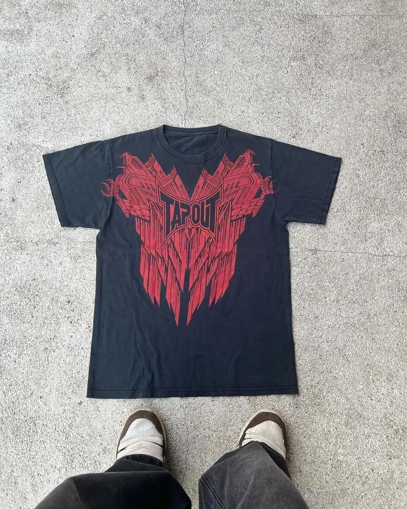 2000er Neues amerikanisches Retro lässiges HipHop Gothic Print Damenbekleidung Mode T-Shirt Street Kurzarm Damen und Herren y2K Tops