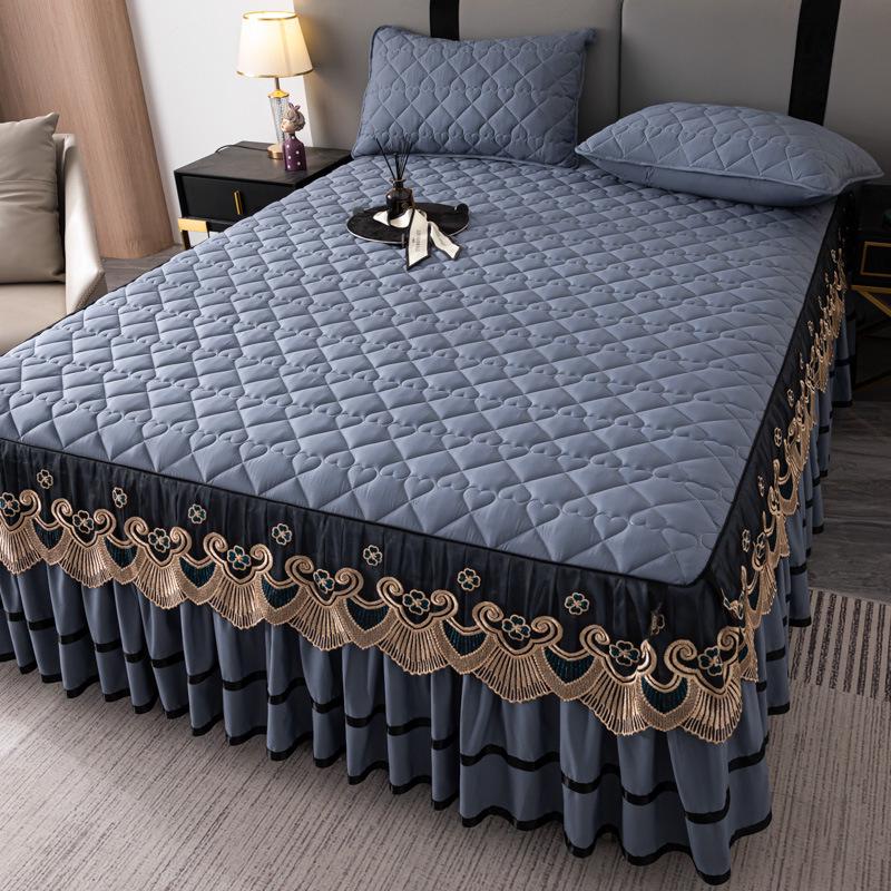 European Style Lace Quilted Bed Skirt - Thickened Skirt Edge for E-commerce Dropshipping