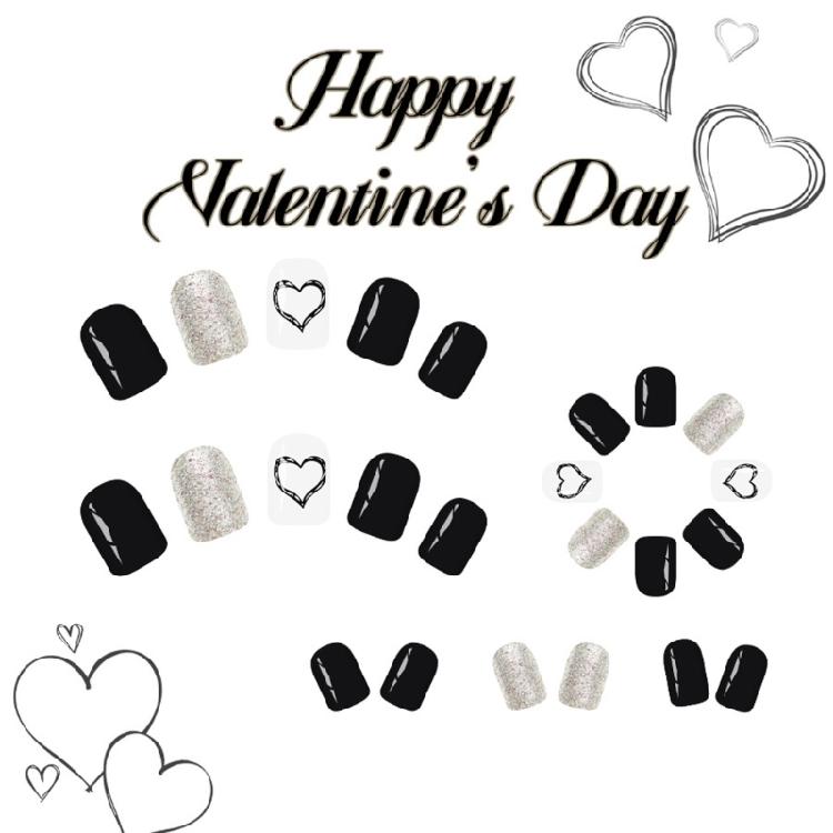 NonToxic ABS Fake Nail 24PCS Valentine Theme Short Artificial Nail With Heart Designs For Valentines Party Wear