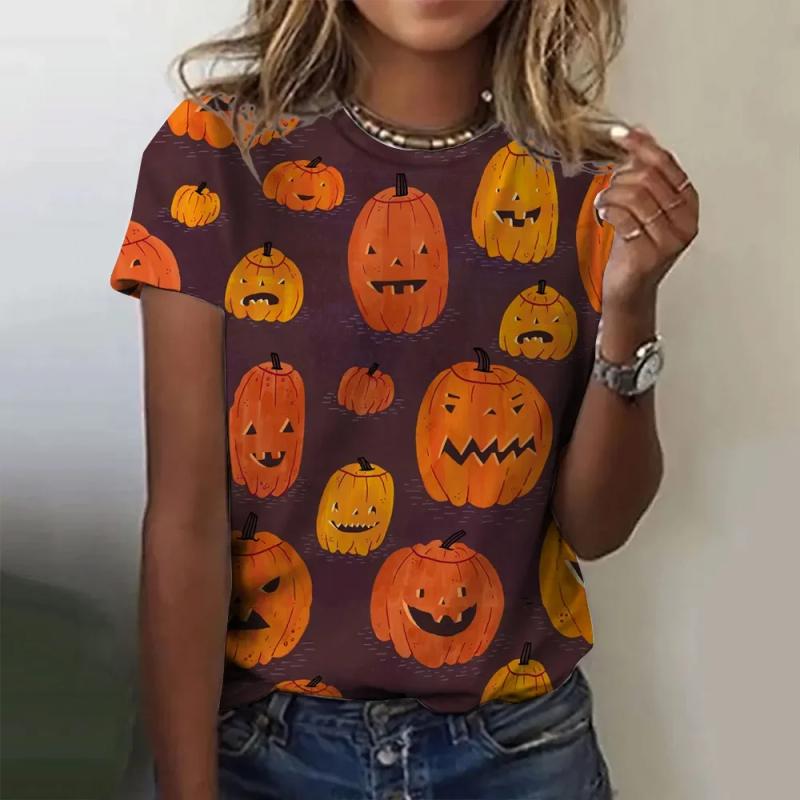 

Женская футболка Halloween Funy Collection с 3D принтом, футболки с короткими рукавами и круглым вырезом, летучая мышь, конфеты, Y2k, уличная одежда для девочек, топы 8XL