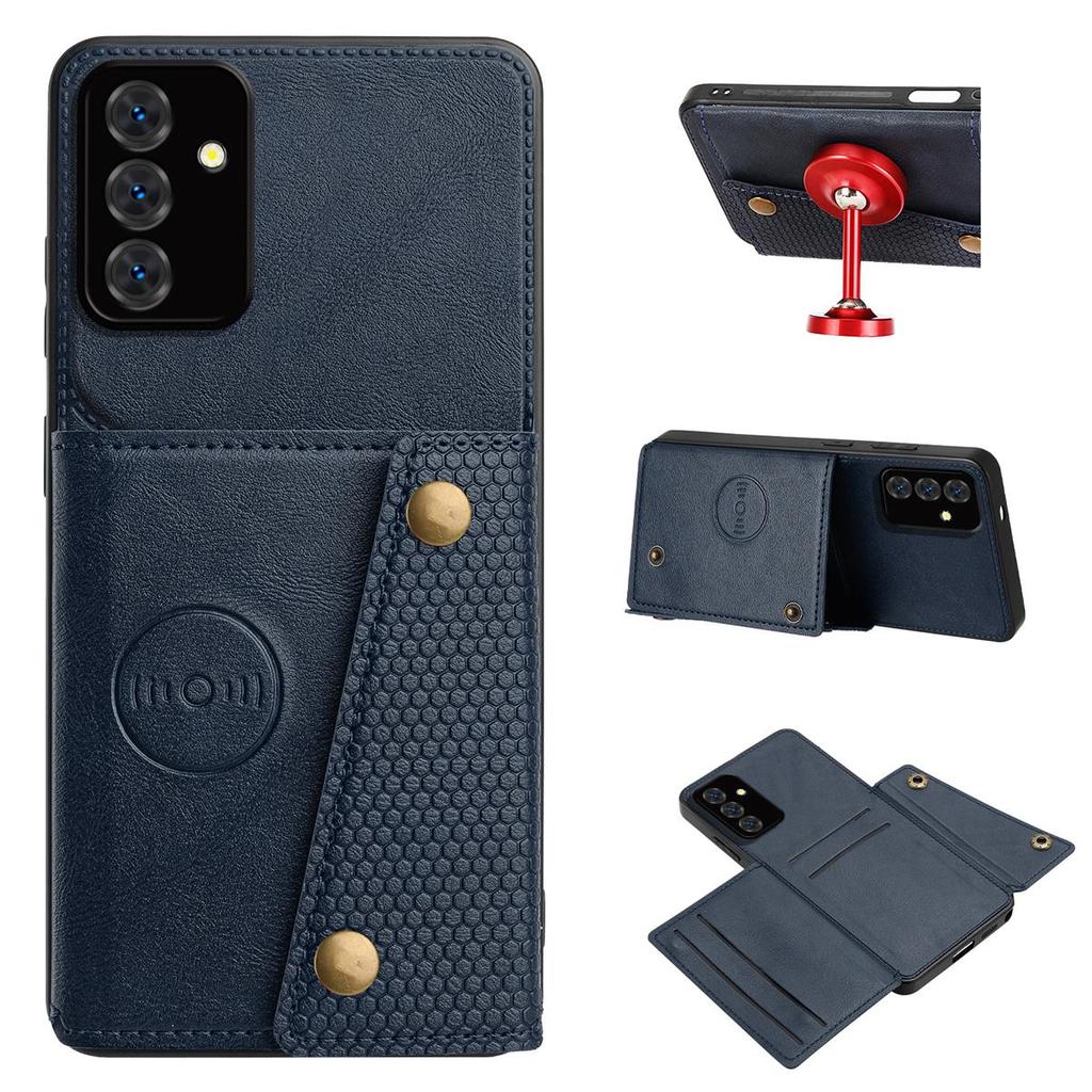 Vintage Leather Card Holder Phone Case for Samsung Galaxy S25+,S25 FE,S24+,S24 FE,S23 FE Card Pockets Dual Snap Buttons Flip Wallet Shell