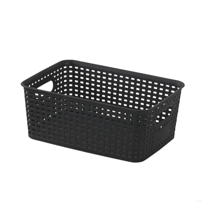Stackable Storage Basket With Bamboos Lid Ventilated Plastic Handwoven Designs for Home Organization Toy Books