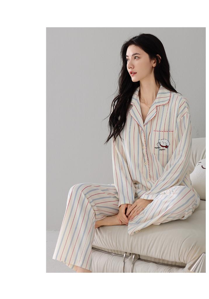 Unconscious and Comfortable Vertical Striped Pajama Set for Women