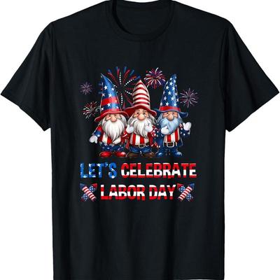 Funny Gnomes Gnomies Happy Labor Day Party American Flag T Shirt