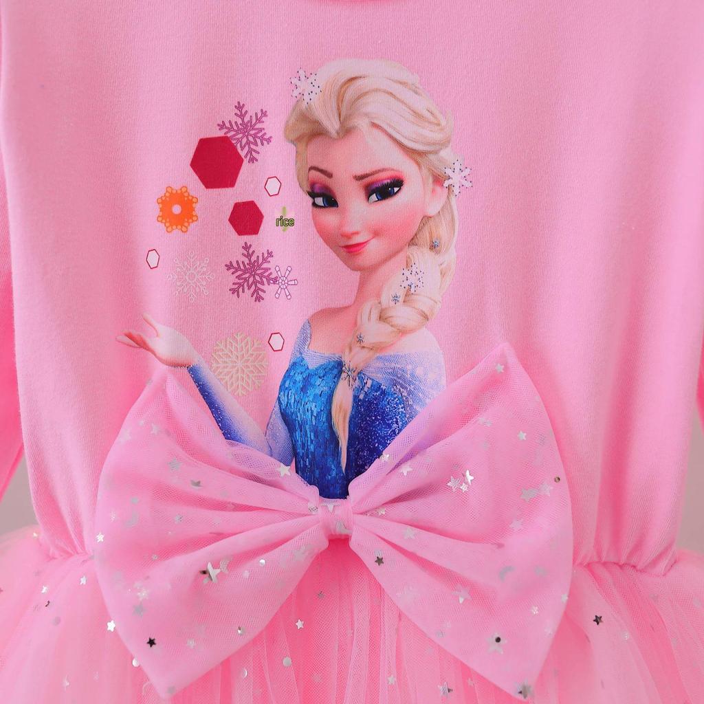 Frozen Elsa Princess Autumn Dress: 2021 Girls' Long Sleeve Mesh Skirt
