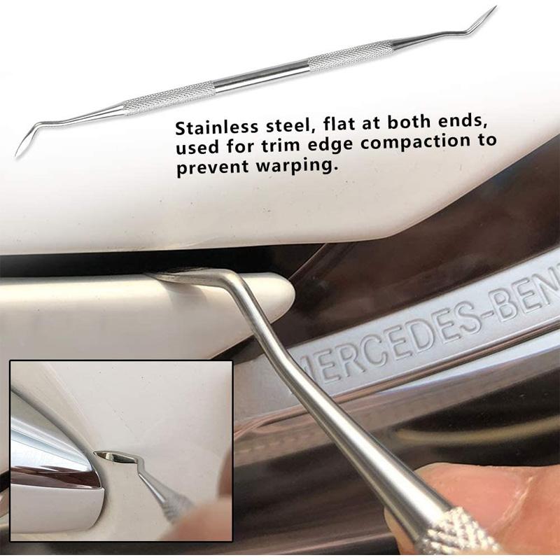 Car Accessories Vinyl Film Micro Stick Squeegee Curves Slot Edge Detailing Scraper Wrapping Tool Window Tint Kit Metal Spudger