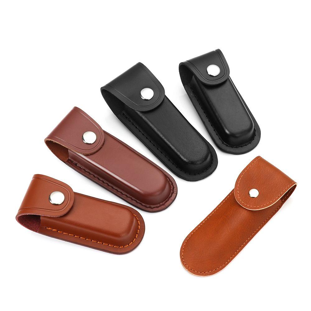 Fourreau de couteau pliant marron, outil, lampe de poche, boucle de ceinture, étui, étui en cuir, poche, chasse, camp, équipement de transport en plein air