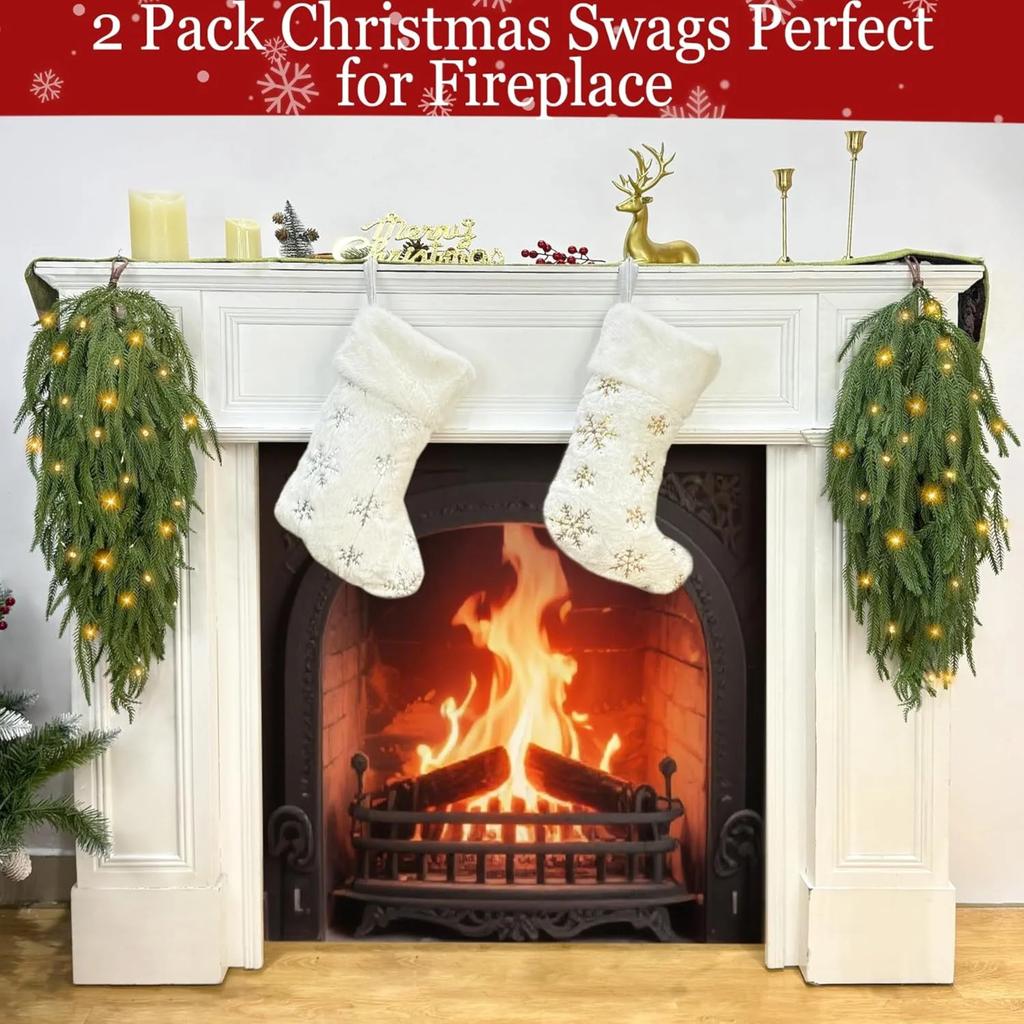 Christmas Artificial Green Plant Upside-down Tree Home Holiday Party Decoration Wall Hanging