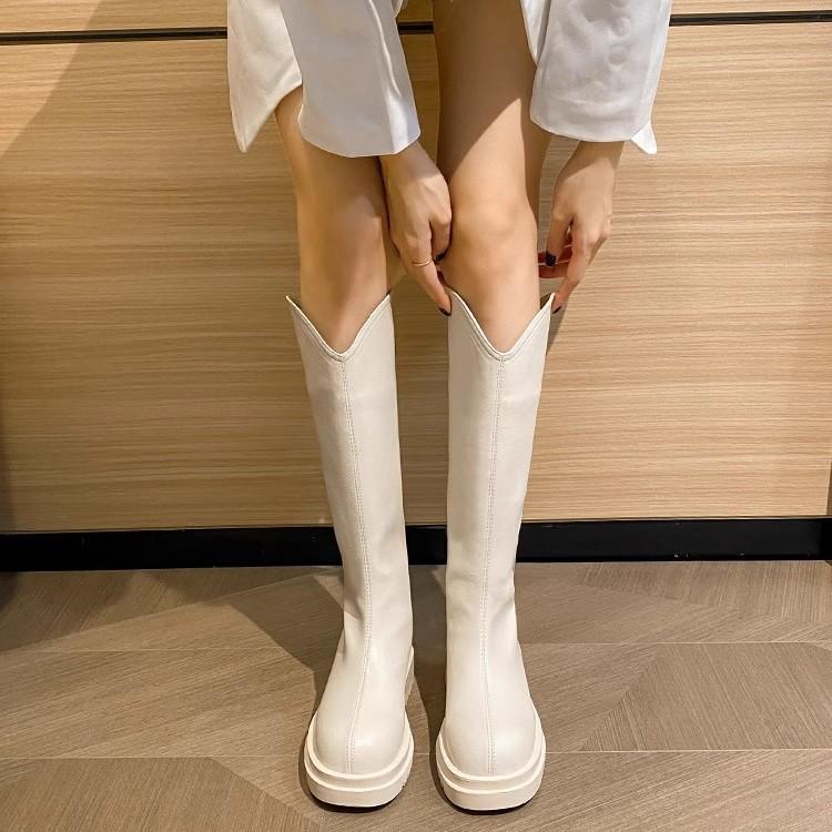 Boots women's autumn and winter 2025 new models but knee thick sole small thick legs thin retro British style knight boots