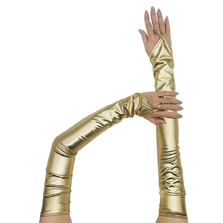 PU Leather Gloves for Formal Event Party Gloves Elegant NightClub Gloves Adult Stage Performances Fingerless Long Gloves