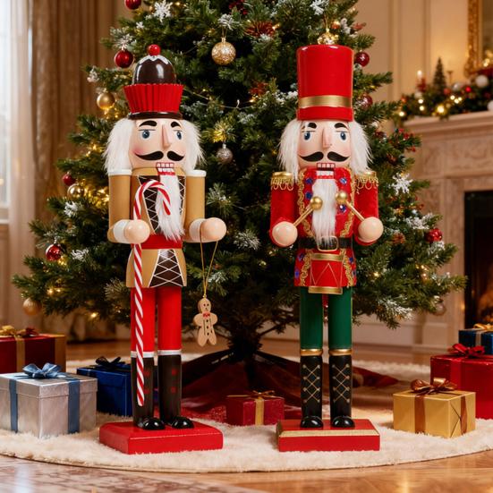 Yousheng Weihnachts-Nussknacker-Ornament Großer Holzsoldaten-Nussknacker Figur für Weihnachtsbaum Haustür Hoteldekoration