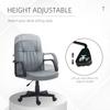 Office Chair, Swivel PU Leather Computer Desk Chair with Wheels, Armrests and Adjustable Height for Home Office, Supports 150kg, Grey