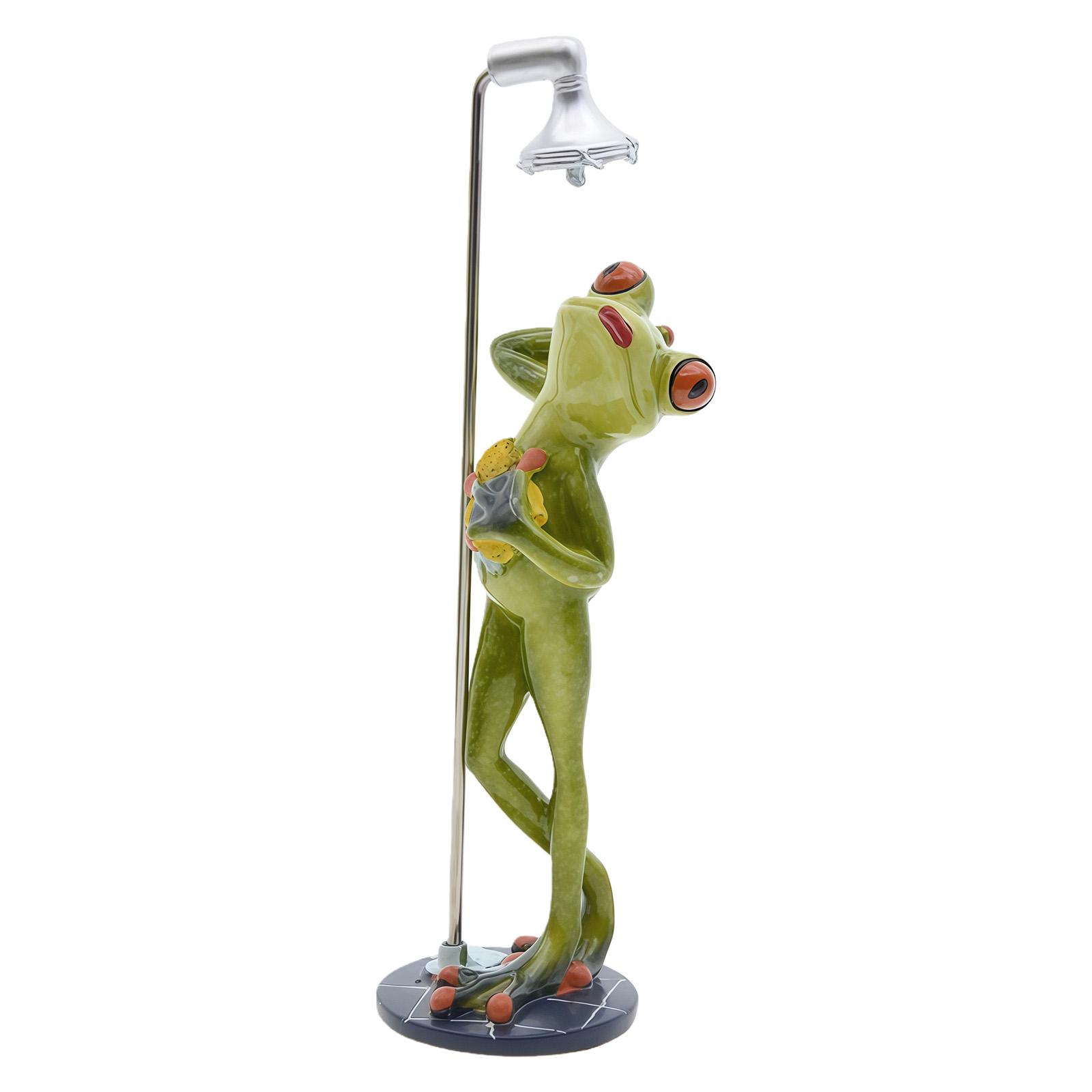 

Running Bathing Frogs Resin Miniature Statue for Home Shelf Decors and Office Desktop Display Garden Landscape Ornament