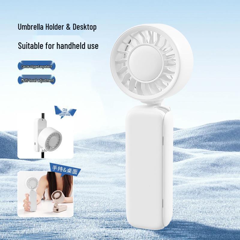 Compact Foldable Handheld & Clip-on Umbrella Fan: Mini Portable for Desktop & Outdoor Use