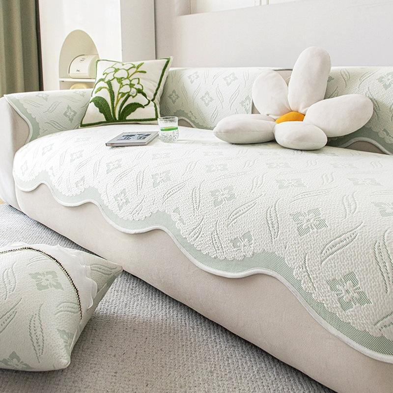 Cool Ice Silk Sofa Cushion Summer Mat Cool Cushion New One-Piece Fixed Non-Slip Special-Shaped Sofa Cover