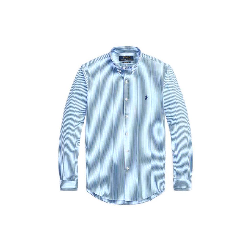 Polo Ralph Lauren SS23 Classic Striped Stretch Poplin Long Sleeve Shirt Men shirts Blue MNPOWOV16822317-400