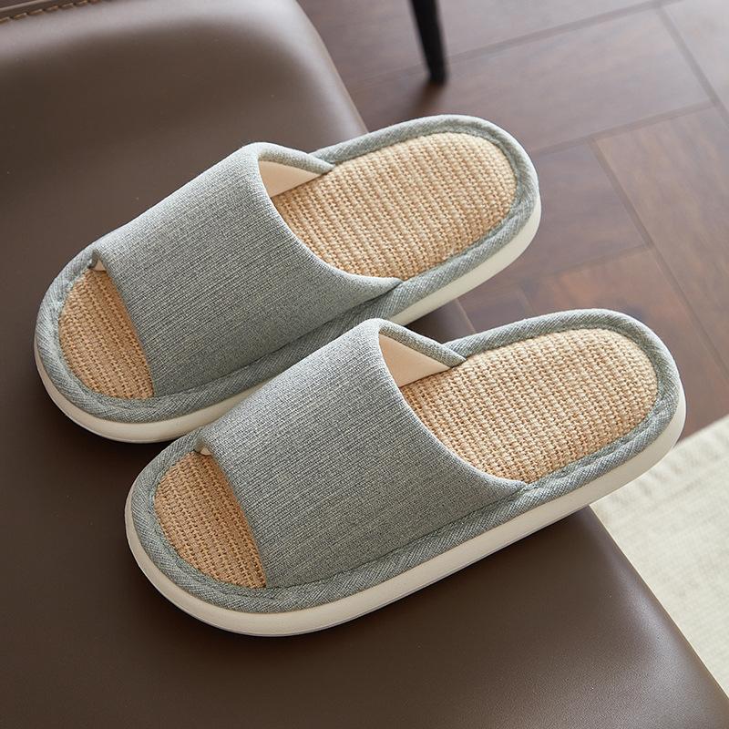 Large Size Linen Slippers Men's Spring and Autumn Home Indoor Floor Non-slip Men's Non-smelly Feet Cotton and Linen Slippers Men's
