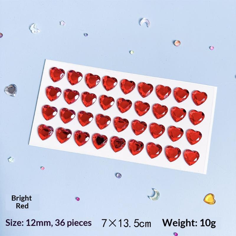 3D Heart Diamond Sticker Crystal Diy Handmade Material Desktop Decoration Phone Case Camera Kawaii Stickers Cup Laptop Decor