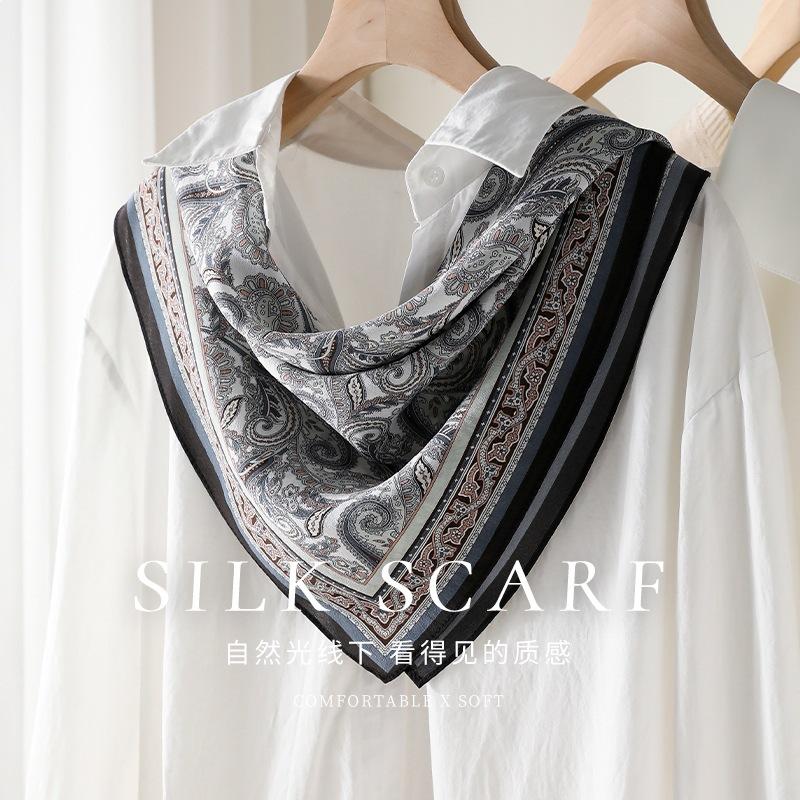 Silk double crepe 65 square scarf women s four seasons versatile mulberry silk double crepe scarf sun protection fashion square scarf silk scarf 65*65cm
