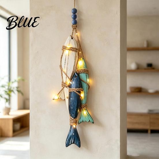 Bathroom And Bedroom Wall Decor Lighted Wooden Fish Starfish Decor Beachy with Warm LEDs Maritime Inspired Home Accessories Coastal Nautical Hanging
