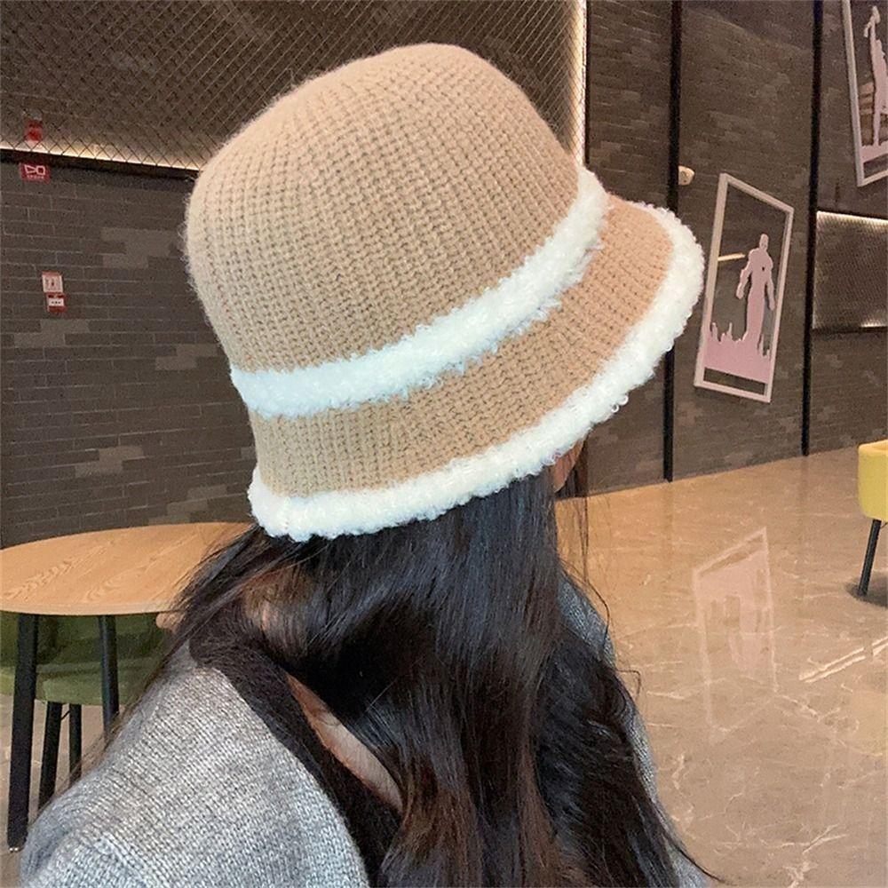 Keep Warm Bucket Hat Knitted Panama Cap Casual Basin Hat  Winter Outdoor
