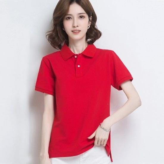 Women's Basic Solid Color Short-sleeved POLO Shirts Summer Knitted Tops Daily Casual Models Can Be Machine Washed and Dry Cleane