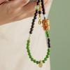 Chinese Style Beads Phone Lanyard Short Antique Green Wrist Rope Pendant Mobile Phone Chain  Girls