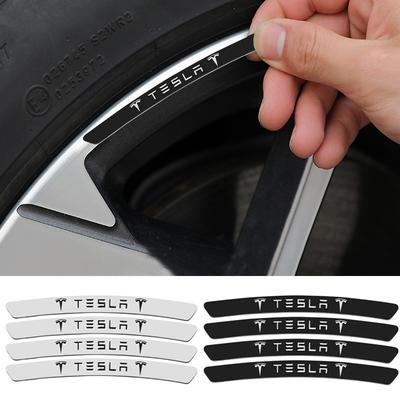 4Pcs 3D Car Logo Wheel Hub Rim Badge Emblem Decal Sticker For Model 3 Model S Model Y X Roadster Auto Decorate Accessories