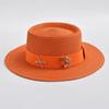 Fashionable Metal XRB Letter Straw Hats for Women Summer Elegant Holidays Boater Hat Outdoor Beach Sun Hat