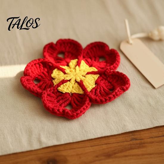 Cute Desk Decor Accessories Handmade Crochet Flower Coasters for Drinks, Thermal Insulation Table Mat Milk Cup Mats Coffee Mugs And Tea Cups, Artistic