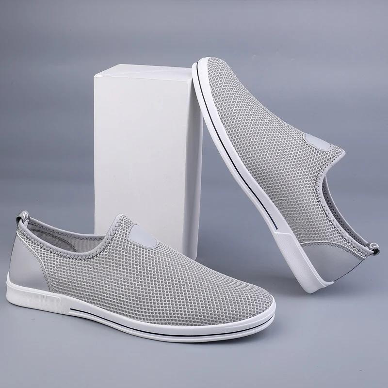 Mens Hollow Out Moccasins Soft Handmade Male Driving Shoes Breathable Summer Mesh Flats Slip-On Casual Shoes Men Outdoor Loafers