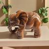 Business Opening Present Elephant Figurine Ornament, Resin Wood Grain Statue, Auspicious Decorative Animal Sculpture for Home Office Living