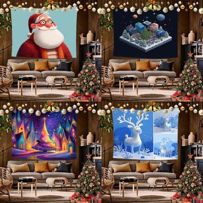 Deer Christmas Tapestry Background Cloth Hanging Cloth Bedroom Bedside Decorative Wall Cloth Rental Dormitory Tapestry