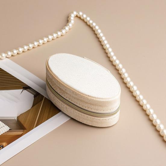 Mini Jewelry Box, Portable Velvet Zipper Jewelry Box, Compact Jewelry Storage Case for Travel, Engagement, Wedding