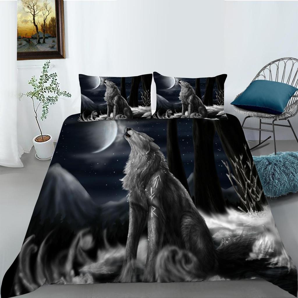 Bed Cover 3D Wolf Bedding Suit Washed Breathable Beds Set Kids Adults Home Bedclothes Comforter Duvet Cover Pillowcase