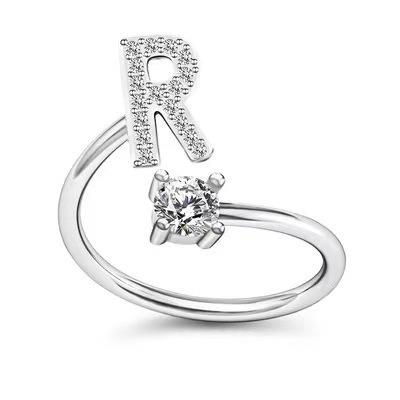 Zirkon Anfangsbuchstabe A-Z Buchstabenringe für Frauen Mädchen Verstellbarer offener Ring Name Alphabet Weiblich Hochzeit Modeschmuck Geschenk